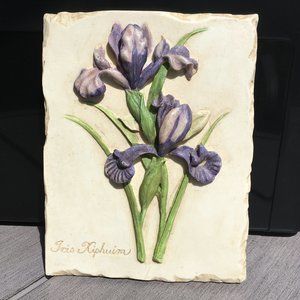 3 DIMENSIONAL PLASTER IRIS WALL PLAQUE